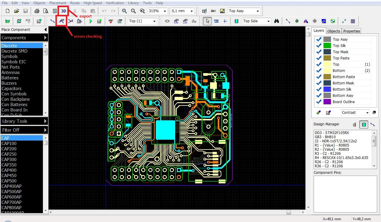 diptrace pcb layout tqf44 diptrace pcb layout tqf44