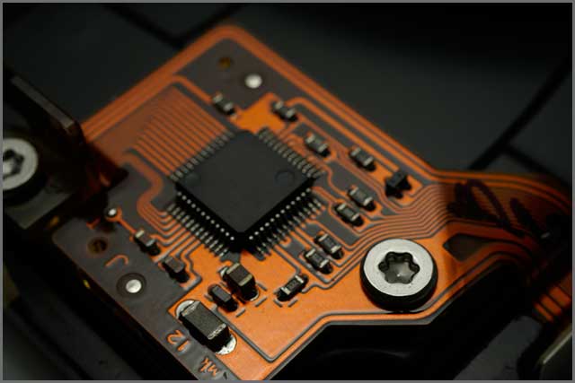 Surface Mount Device (SMD) placed on a flexible circuit board