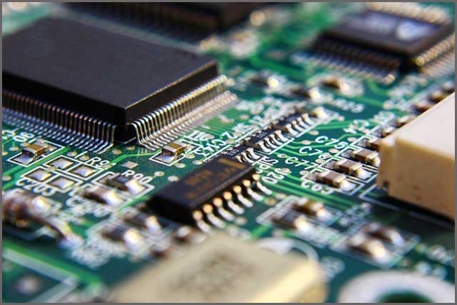 A printed circuit board with electric components A printed circuit board with electric components