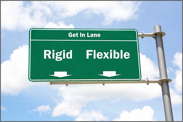 A sign showing two lanes – rigid and flexible