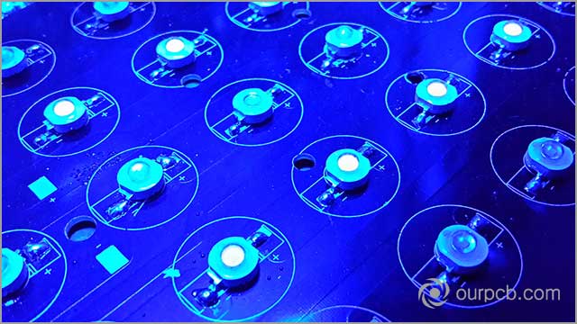 A typical example of a PCB of an LED light