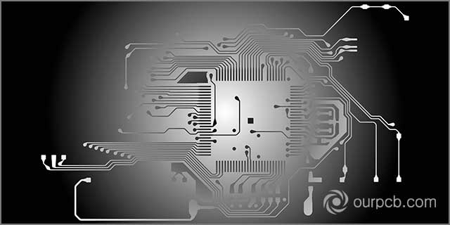 Circuit Board Technology Information Pattern Concept Vector Background. Abstract black and white PCB Trace Infographic Design Illustration