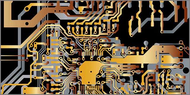 Multi-layer board prototyping, Vector circuit board Gold and Grey multi-layer prototyping