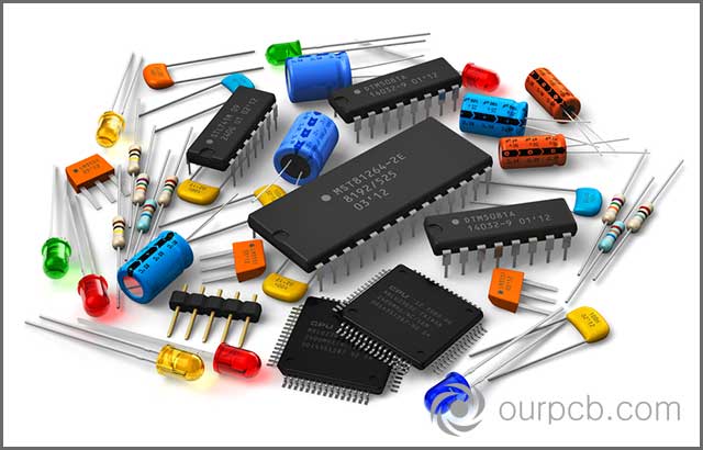 Various electronic components are shown