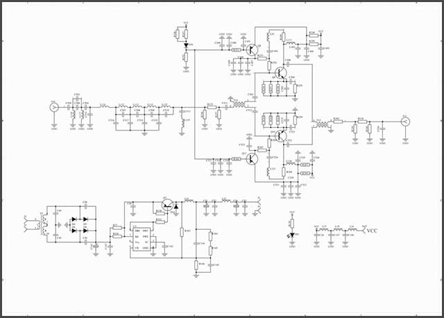 It shows a circuit schematic with lots of components