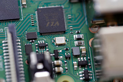 a typical PCB board shot in up-close