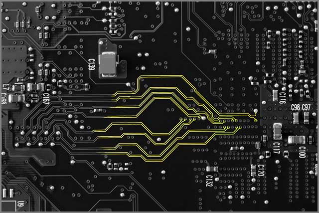 It shows a PCB layout of the digital thermometer