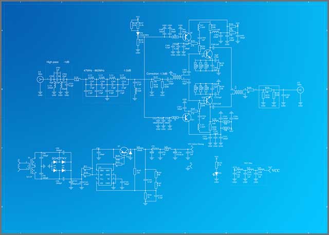 RF amplifier electronic circuit schematic