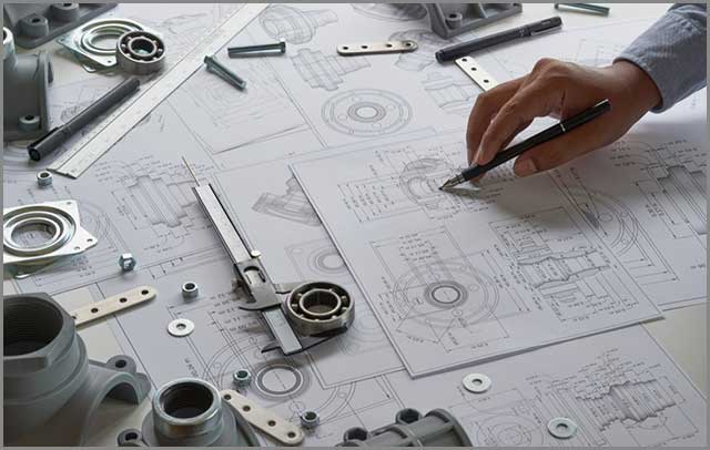 engineer technician designing drawings