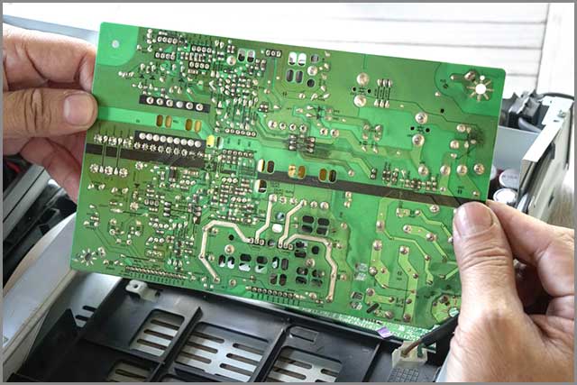 A broken down PCB