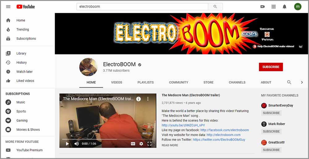 YouTube Channels Electroboom