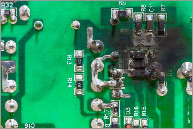 A damaged multilayer board