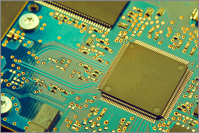 A close-up on use of a PCB In a motherboard