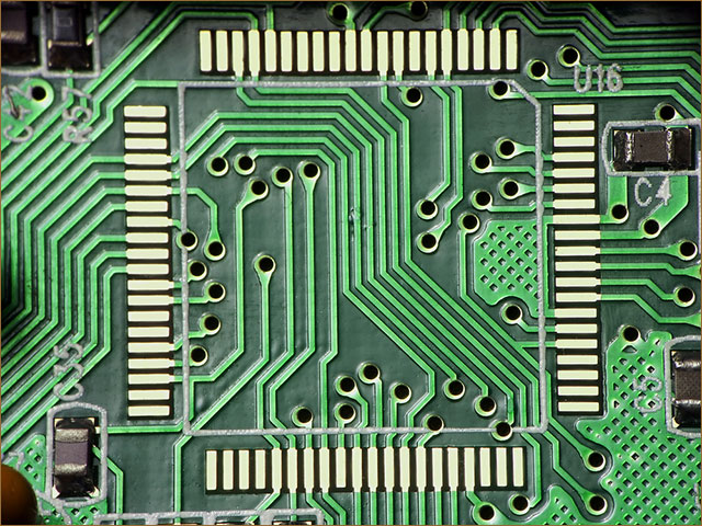 A close image of PCB holes