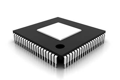 An IC on an isolated white background