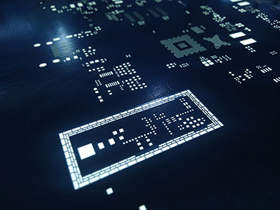 A land pattern display on a circuit board