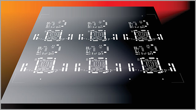 Stencils on a PCB board that display PCB footprint