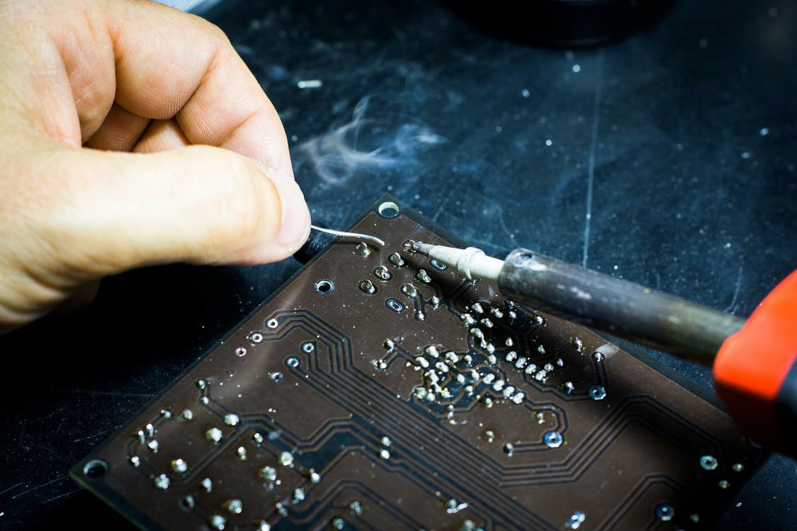 Showing the soldering of the circuit