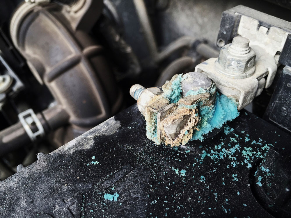 Corroded car battery terminals