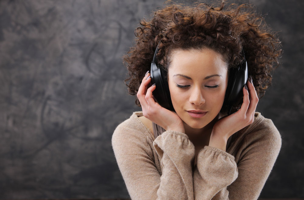  A young woman enjoying music