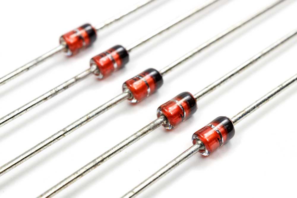 Sets of Zener Diode on a White Background 