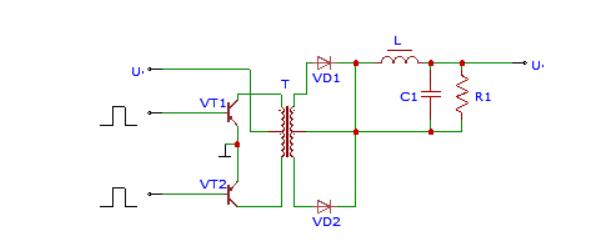 Circuit diagram of a push-pull switching power supply