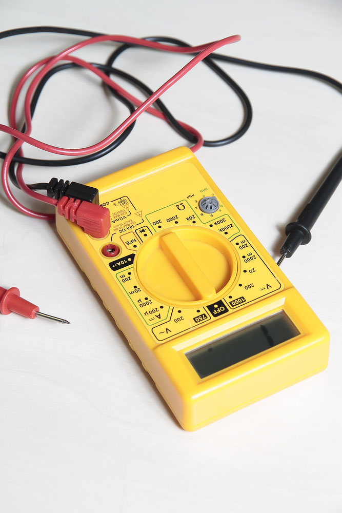 A digital multimeter used for testing diode