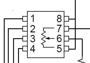 A description of the different pins on an MCP41010 IC