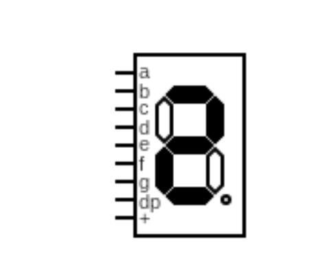 common anode 7-segment circuit display showing the number 2