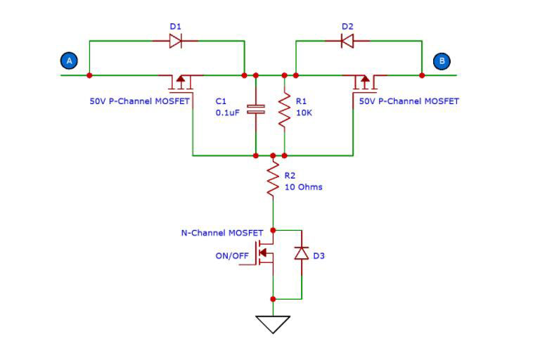 Bidirectional switch circuit diagram.