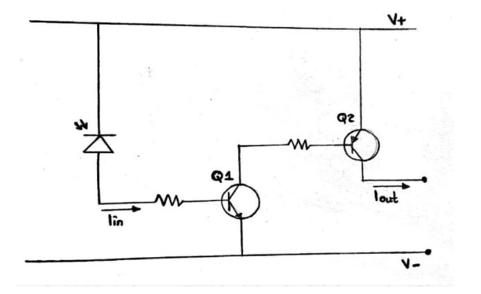 Circuit diagram of a current amplifier