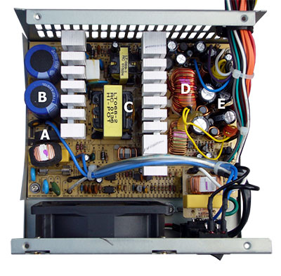 interior of a switch-mode power supply device
