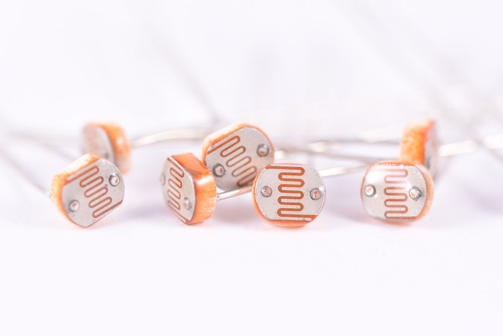 photoresistors in white background