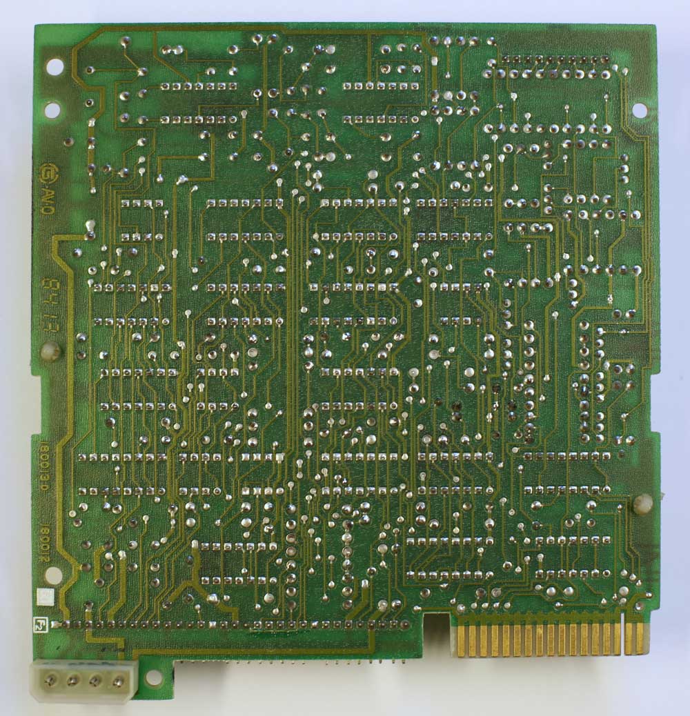 94v0--The solder side of a dense double-sided TM100-2A PCB