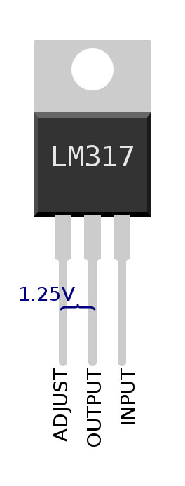 The circuit features an LM317 IC to regulate voltage levels. 