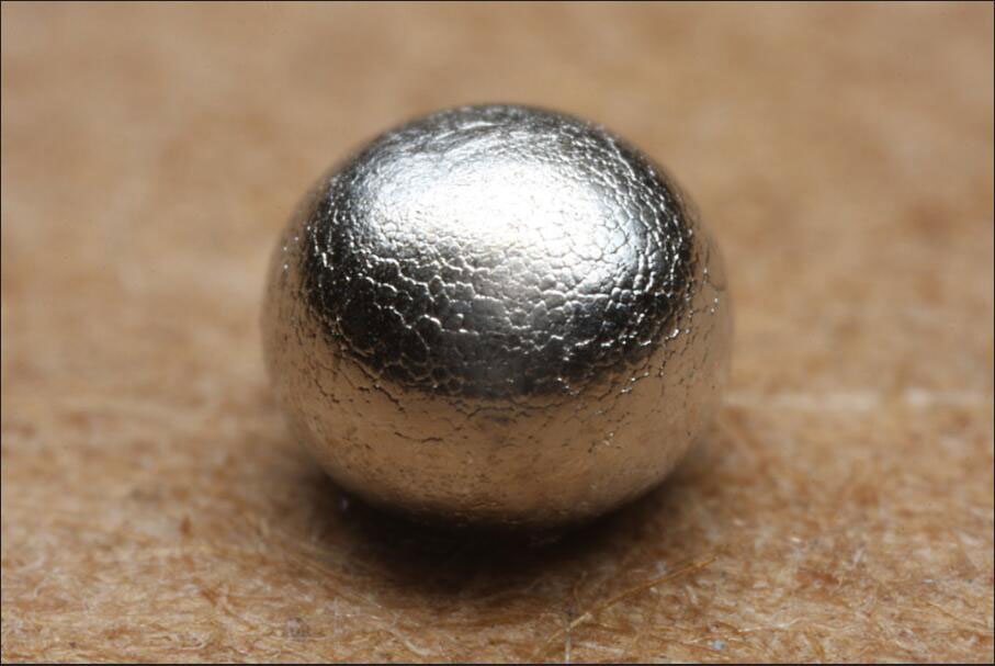 A solidified solder ball