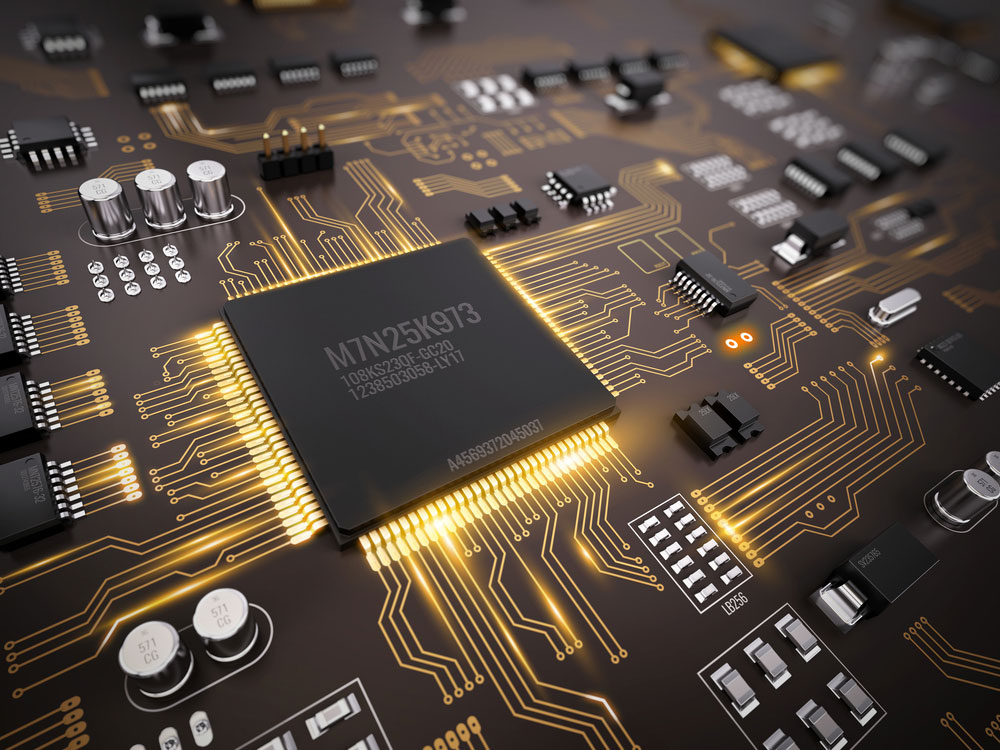 A high tech image of a PCB with a chip