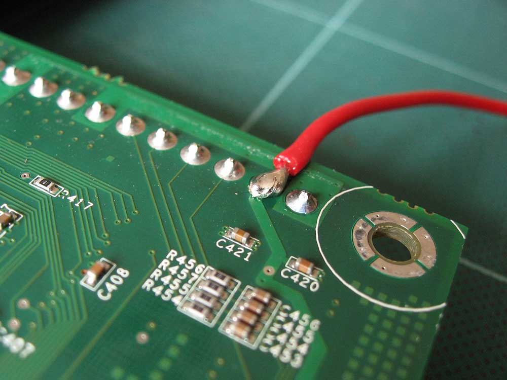 Green solder mask applied on a PCB