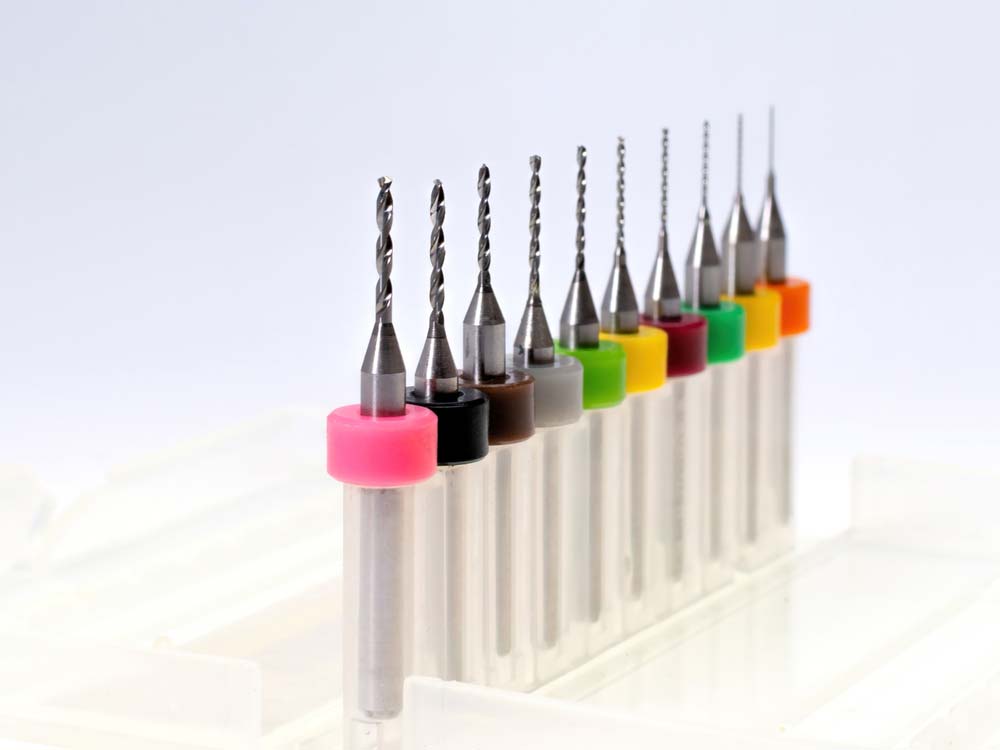 set of color-coded micro drill bits