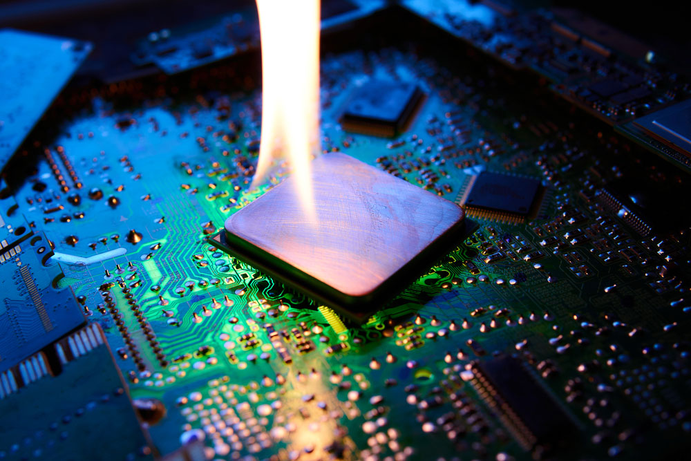 A PCB with a processor that is one fire