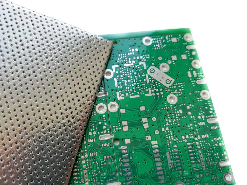 Electronic PCB shielding material for electromagnetic compatibility solutions.