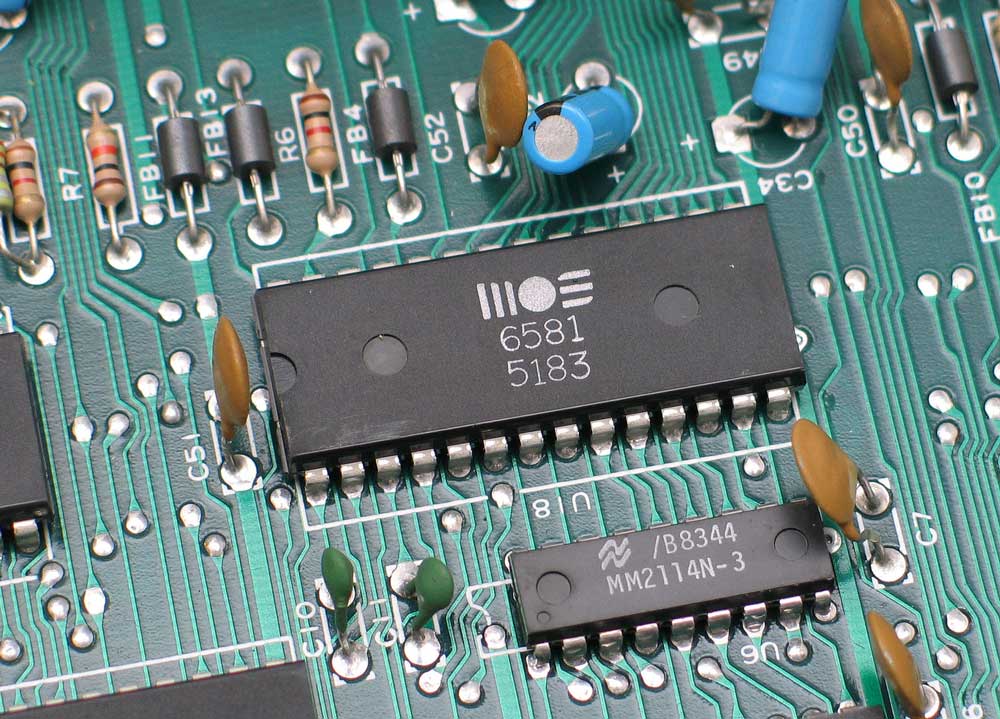 Through-hole devices mounted on a circuit board