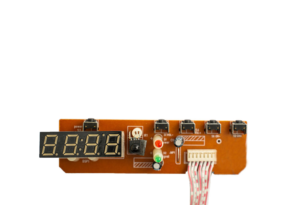 a picture of the seven segments LED mounted on PCB and isolated on a white background