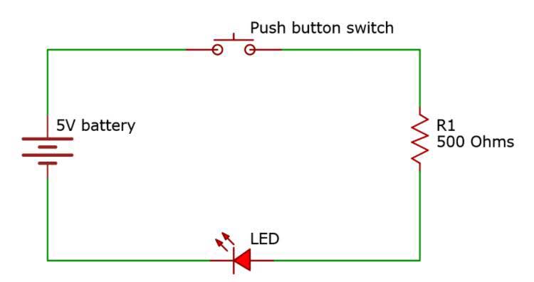 Simple circuit diagram with push-button