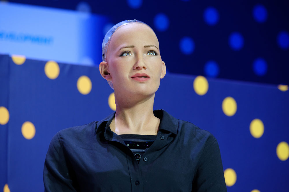 A humanoid robot (Sophia)