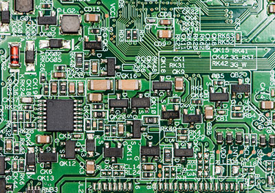 a photo showing a PCB with electronic components