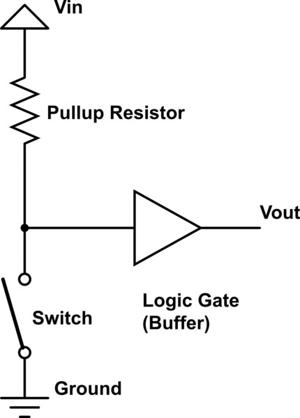 A pull-up resistor circuit diagram