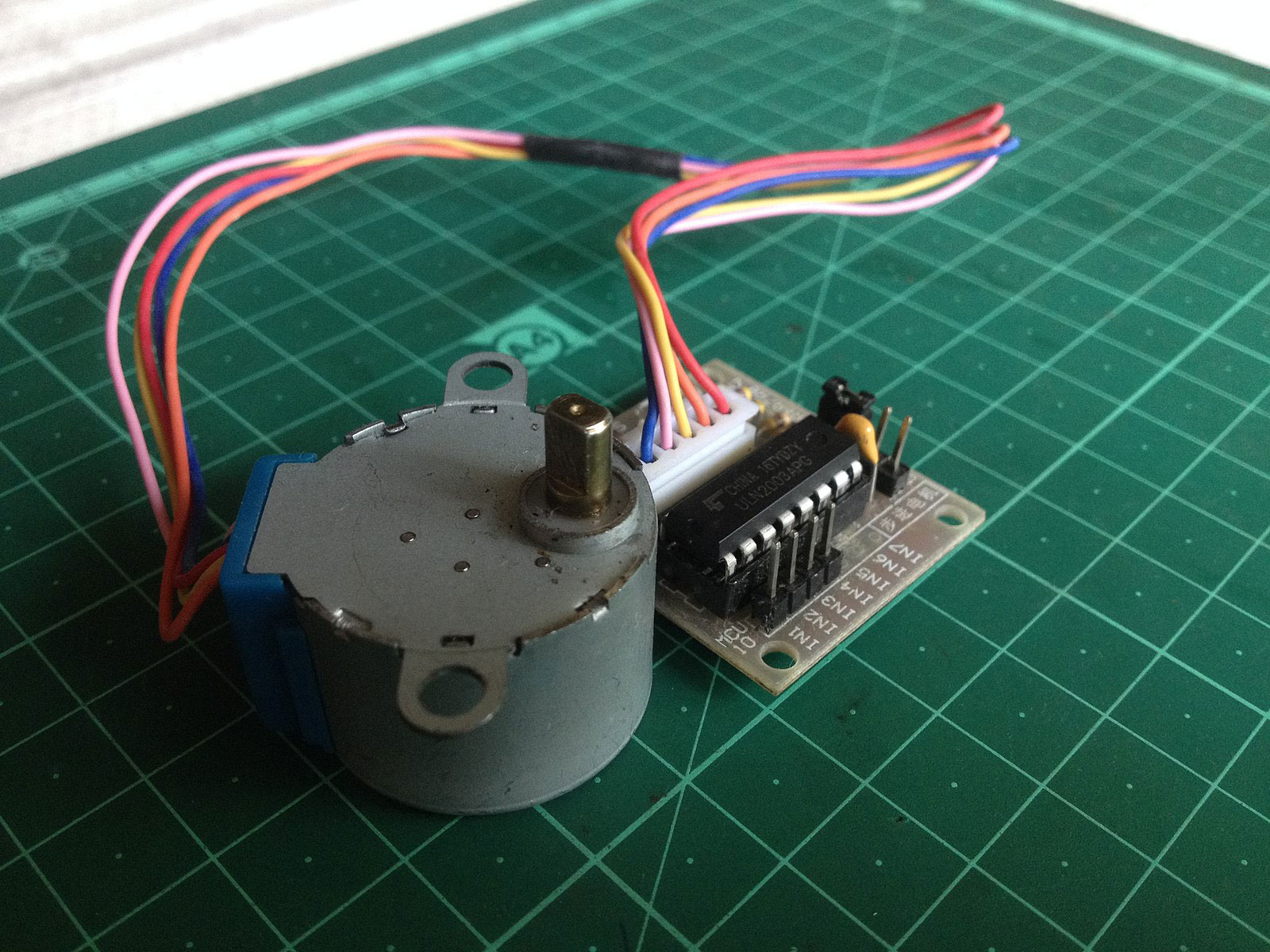 A 28BYJ-48 stepper motor with a ULN2003 driver