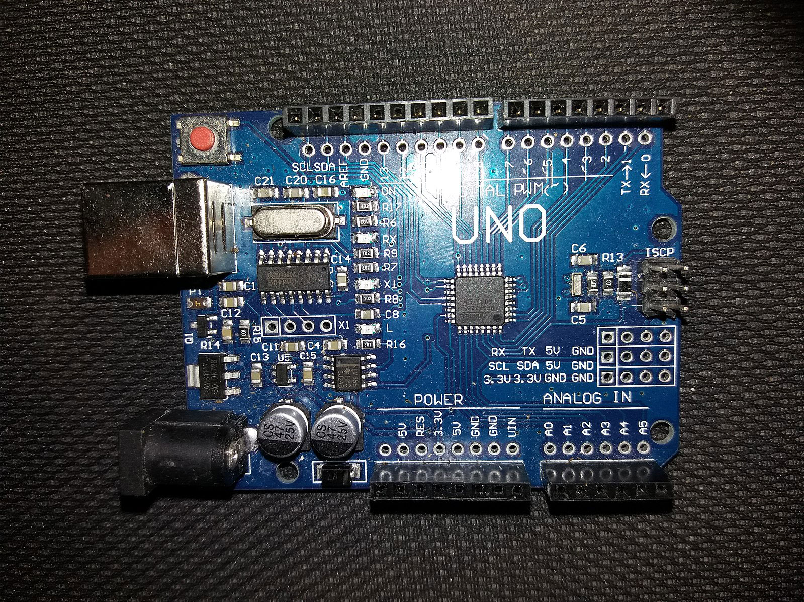 An Arduino UNO R3 microcontroller