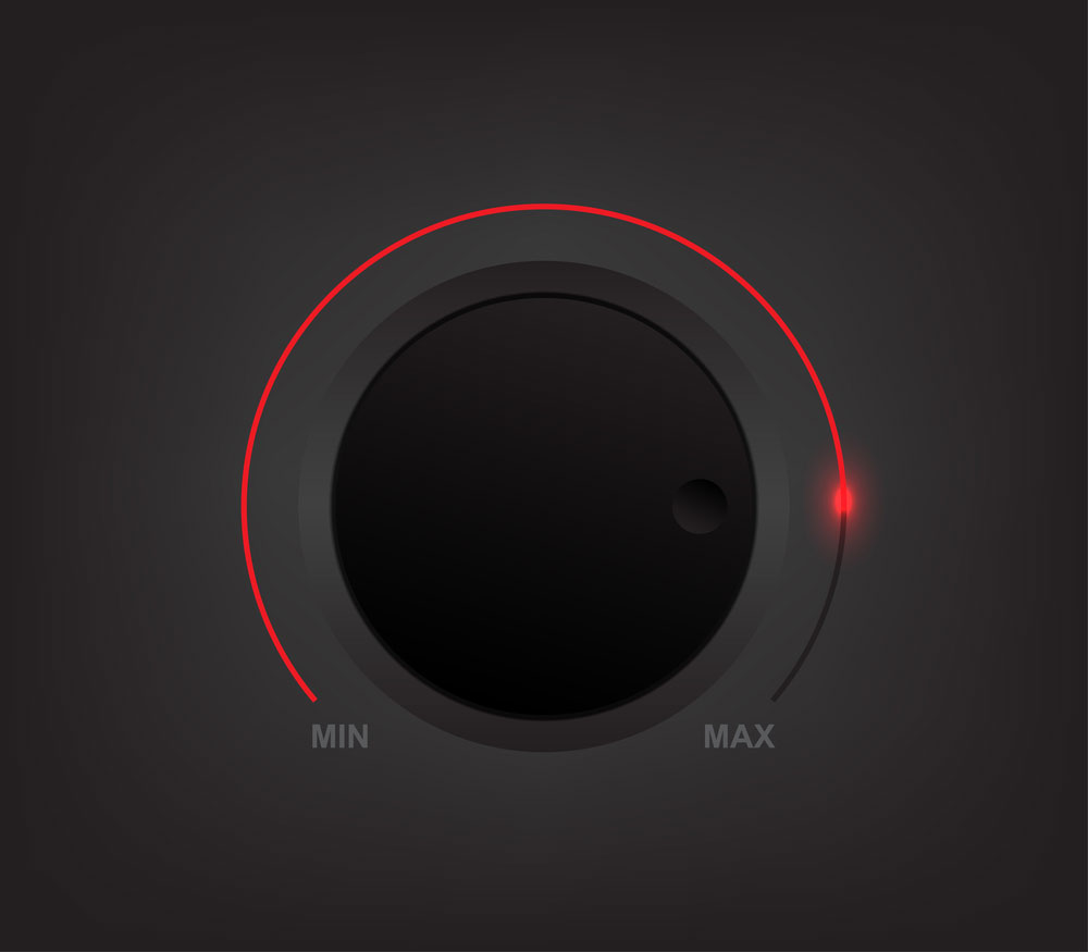 a black volume control knob